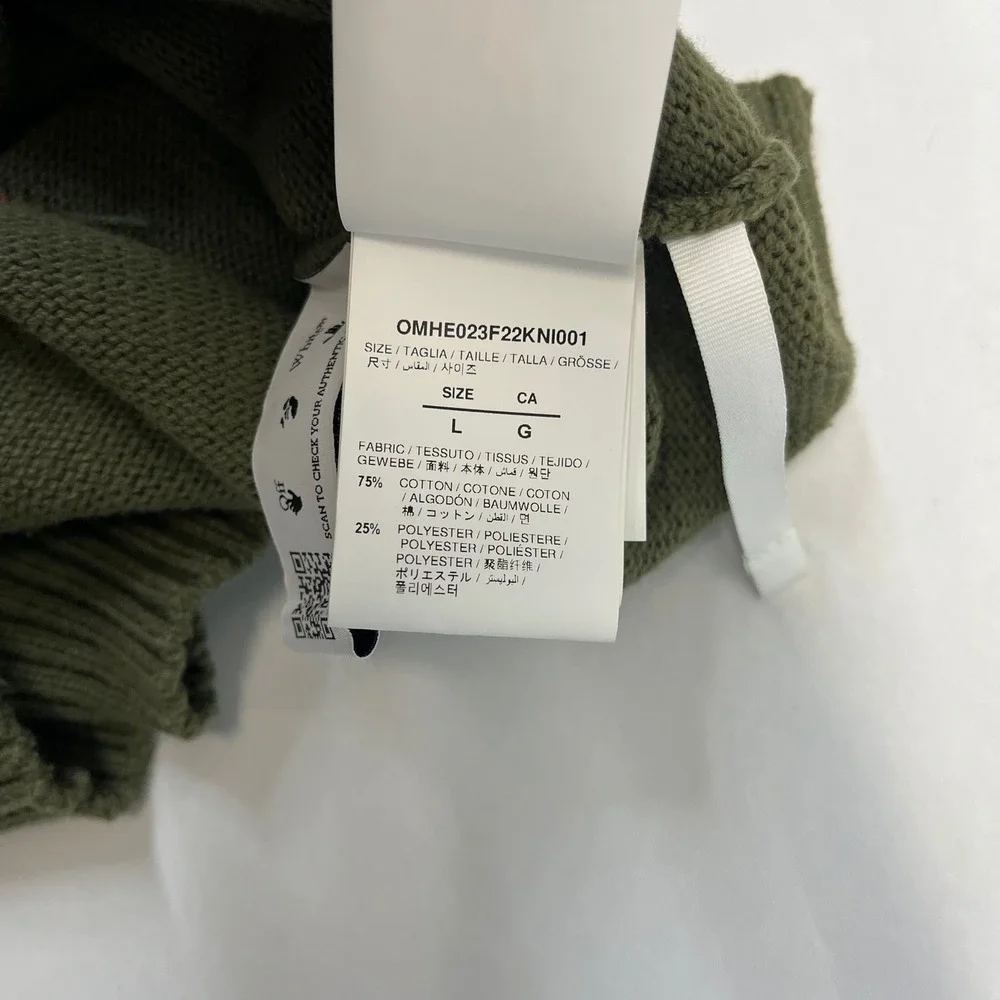 Off-White Sweater Mens Olive Orange Arrows Streetwear Large